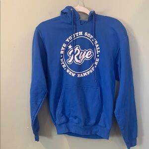 Rye, NH Youth Softball Pullover Hoodie Hooded Blue Sweatshirt Boys Girls Large